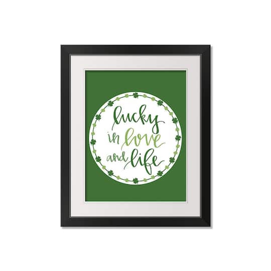 Luck Love Life Clover 16" x 20" Black Framed Print Under Plexiglass